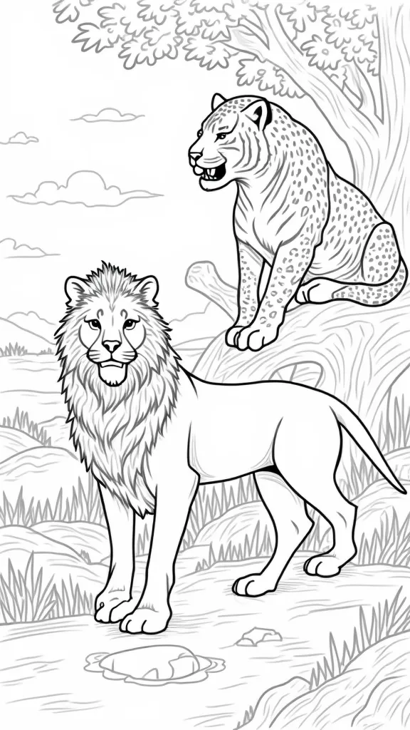 coloriages de grands chats